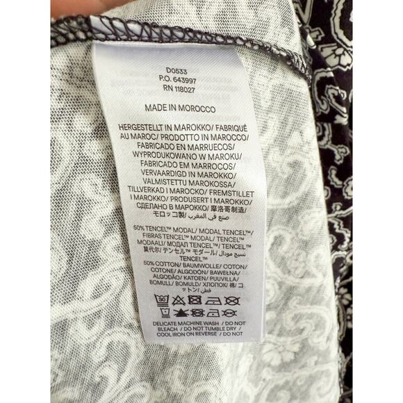 Boden | NWT Black and White Swirl Sprig Sweetheart Neckline Jersey Dress | Sz 6R - Picture 9 of 10